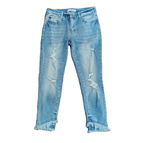 KanCan Sz 11 / 28 Women's Jrs Distressed Raw Hem Mid Rise Stretch Ankle Jeans - Picture 1 of 6